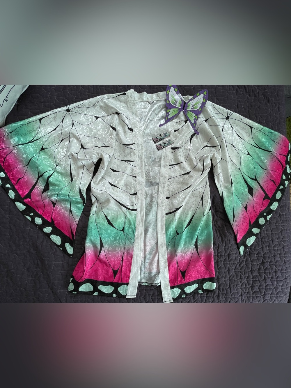 Complete set Kochou Shinobu haori kimono cosplay costume from Demon Slayer.